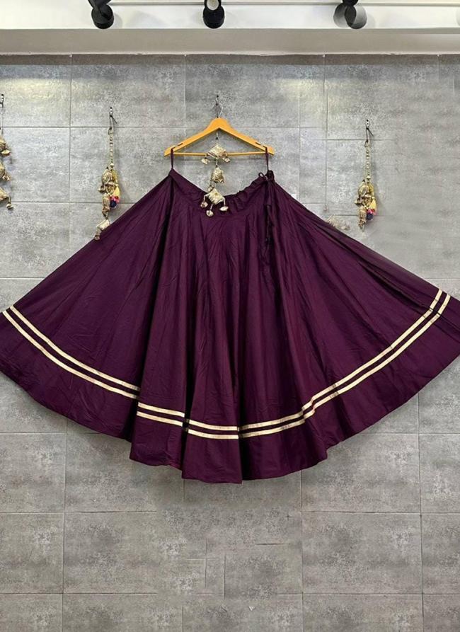 Rayon Wine Traditional Wear Golden Line Readymade Skirt